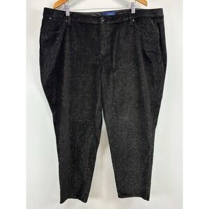 NEW! Talbots Slim Ankle Corduroy Pants Women's 24W Plus Black Metallic Sparkle